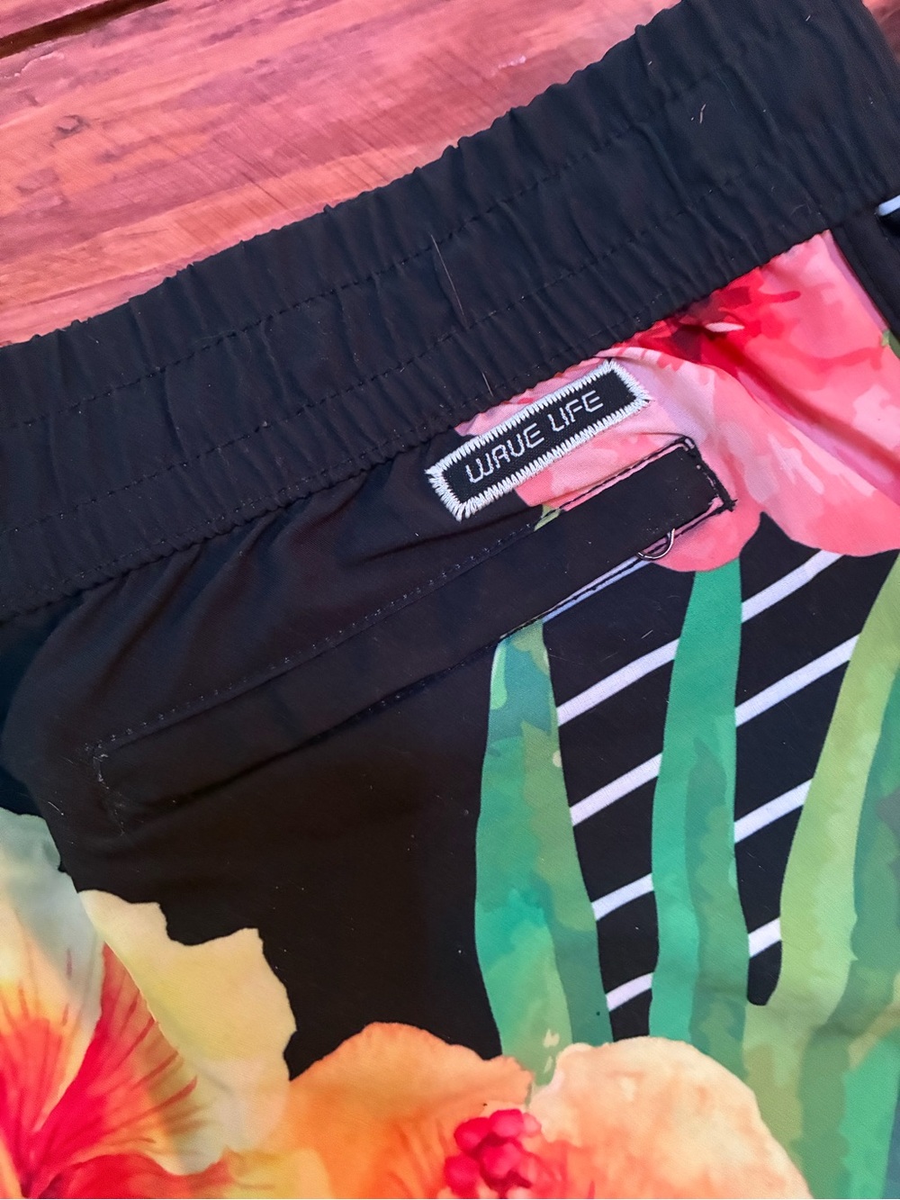 Y2K Retro Women's Board Shorts - Neon Floral Black Swim Coverup - Size XL - Picture 3 of 8